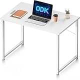ODK Kleiner Schreibtisch, 80 x 40 cm Computertisch mit Kopfhörerhaken, Schreibtisch Weiß für kleine Räume, Bürotisch für das Home Office