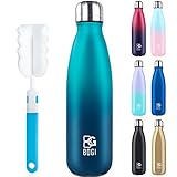 BOGI Edelstahl Trinkflasche 750ml Doppelwandige Thermosflasche Auslaufsicher Trinkflasche Edelstahl Isolierflasche BPA-Frei Kinder Trinkflasche Schule Hält Heiß und Kalt für Sport Fahrrad(BDunkelblau)