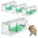 4 Stück Mausefalle, Lebendfalle für Maus Mausefalle Lebend,Klein und mittelgroß Lebendfalle Maus, Maus Lebendfalle mit Mäuseköder Box,mit Luftlöchern,Wiederverwendbare Mausefalle Lebendfalle fürs Haus