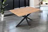 SAM Esstisch Josy | 120 x 80 cm | Holz Wildeiche-Optik | Spider-Gestell Metall schwarz | 40 mm Tischplatte mit Baumkante | Tisch für Esszimmer & Küche