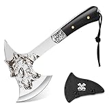 GRUMPY BEAR Spaltaxt Schärfe Axt, Survival Outdoor für Holz,Camping Beil Full Tang Freizeitbeil Handbeil,Campingaxt für Jagd, Trekking, Garten(Wolf)