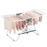 SONGMICS Wäscheständer klein, Faltbare Standtrockner mit 2 Flügeln, platzsparend, Metall, für kleine Kleidungsstücke, Handtücher, Badezimmer, Balkon, 44 x 101 x 54 cm, wolkenweiß LLR504W01