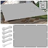 Sonnensegel Wasserdicht Rechteckig Viele Größe Sonnenschutz Terrasse UV-Schutz Wetterfest ohne Bohren Reißfest Schattierungsnetz mit ösen und Seil für Pergola für Balkon und Garten Hellgrau 2x3M