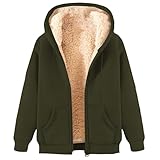 UHouse Herren Sweatjacke mit Kapuze Warm Winterjacke Gefüttert Zip Hoodie Fleece Sweatshirt Jacke Winter Kapuzenjacke Kapuzenpullover mit Reissverschluss Fleecejacke Dicke Freizeitjacke Armeegrün XXL