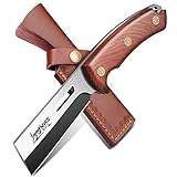 Japaknives Outdoor Messer Bushcraft Messer Feststehende Klinge Survival Messer Full Tang Jagdmesser mit Lederscheide Ergonomischer Griff für Zimmerei Camping Trekking