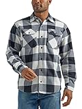 Wrangler Authentics Herren Langärmeliges, Schweres Fleece Hemd mit Button-Down-Kragen, Birke Buffalo, L