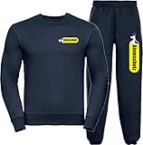FEUER1 Sweat-Jogginganzug Navy, ATEMSCHUTZ gelb/Silber L