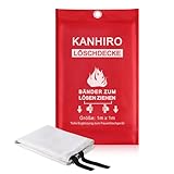 kanhiro Löschdecke Küche Feuerlöschdecke - 1m x 1m Glasfaser Brandschutzdecke DIN EN 1869:2019 Retardant Decken für versehentliches Sicherheitsdesign für Küche, Kamin, Grill, Auto, Camping