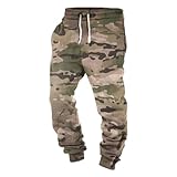 Generisch Baumwolle Jogginghose Herren Camouflage Modern Militär Hose Bundeswehr Slim Fit Sporthose Gym Fitness Laufen Sweatpants Vintage Freizeit Trainingshose Mit Taschen-XXL-Khaki