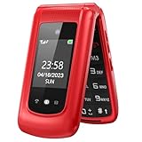 Uleway gsm Seniorenhandy Klapphandy ohne Vertrag,Großtasten Mobiltelefon Einfach und Tasten Notruffunktion,2.4 +1.7 Zoll Dual Display Handy für Senioren (Rot)