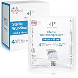 Health Press® Sterile Kompressen 10x10 cm – 40 Wundkompressen im Set (20x2 Stück) – Verbandsmaterial für Wundversorgung – Mullkompressen 4-lagig – Wundauflagen Steril – Verband Dermatologisch Getestet