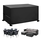 Callni Abdeckung für Gartenmöbel, Wasserdicht Abdeckplane 420D Oxford Gewebe mit Windfest Klipse, Winterfest Anti-UV Gartentische Schutzhülle für Balkonmöbel Möbelsets Lounge 210x110x74CM