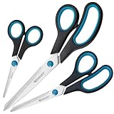 Westcott N-90027 00 Easy Grip Scheren Set, 3 Stück, 13,8cm + 20,1cm + 24,8 cm, schwarz-blau