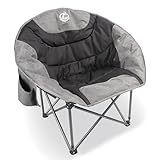 Northroad Klappbarer Camping Moon Stuhl Außenbereich Gepolsterte Untertasse Runde Stuhl mit Cup Holder Kühltasche unterstützt bis zu 136kg für Strand Wandern Angeln Picknick Rasen