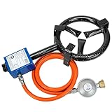 Eversmoke Gasbrenner Maxi 5000 Watt Inlusive Druckminderer mit Schlauch | Gasringbrenner für Räucherofen und Paella