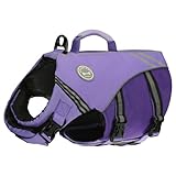 VIVAGLORY Sports Style Schwimmweste Hund, Hundeschwimmweste für Bootfahren, Auftrieb & Schwimmhilfe, Schwimmweste, S, Lila