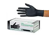 Nitrilhandschuhe 100 Stück Box (L, Schwarz) Einweghandschuhe, Einmalhandschuhe, Untersuchungshandschuhe, Nitril Handschuhe, puderfrei, ohne Latex, unsteril, latexfrei, disposible gloves, black