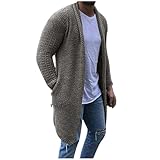 Duohropke Strickmantel Herren Lang Grobstrickjacke Basic Herbst Winter Jacke Vintage Strickjacke Große Größen Übergangsjacke Strick Cardigan Mit Taschen Casual Strickcardigan Bequeme Mantel