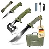 Dönges Survival Set mit Axt, Messer, Machete mit Säge, Spaltaxt, Feuerstarter, Paracord & Zubehör - Bushcraft Outdoor Werkzeug Set im Koffer mit Schaumstoff - Camping & Notfallausrüstung 7-teilig