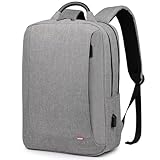 HYZUO 15.6 Zoll Laptop Rucksack mit USB Ladeanschluss Slim Backpack Schulrucksack mit Laptopfach Wasserdicht Business Daypack Notebook Tasche für 15-16 Zoll Laptop Herren Damen, Grau