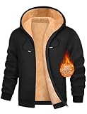 heekpek Herren Kapuzenjacke Winter Kapuzenpullover mit Reissverschluss Casual Warm Fleecejacke Classic Sweatjacke Kapuzenpulli Herren Hoodie, Schwarz, XXL