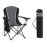 HIGH POINT SPORTS Campingstuhl Faltbar bis 160kg Campingsessel Klappstuhl mit Getränkehaltern Faltstuhl Camping Angelstuhl Klappbar Schwarzgrau