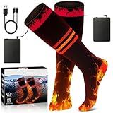 COZII Beheizbare Socken, Beheizte Socken Damen Herren, 5V 5000 mAh Großer Akku Wiederaufladbare Heizsocken, 65℃ Fußwärmer für Winter Camping Jagd Skifahren Reiten
