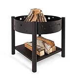 KARAT Feuerschale Kauri rund mit Deckel - Höhe 57 cm - Feuerstelle Für Garten, Terrasse, Camping - Feuerkorb mit 4 Standfüßen (M: Ø 70 cm mit Muster)