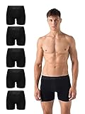 Burnell & Son - Boxershorts Herren aus Baumwolle 5er Pack - Unterhosen mit Komfortbund - Baumwoll Unterhosen Herren aus 95% Baumwolle,5X Schwarz M