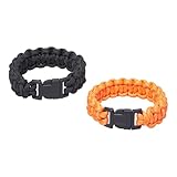 Slokey Armbänder Überlebensarmband 24 x 2,2 cm - Mit Kompass, Pfeife, Notfallmesser und Feuerstarter aus Polyester - Verstellbar und schnell lösbar - Überlebensausrüstung - Schwarz & Orange