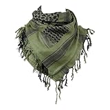 blntackle76 Großer Shemagh-Schal, arabischer Militär, taktischer Wüstenschal, Pali-Tuch 110 x 110 cm, 100% Baumwolle, für Männer und Frauen (oliv/schwarz)