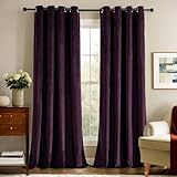 Deconovo Blickdichte Gardinen Vorhänge Blickdicht Gardine Samt Schlafzimmer Vorhang Wärmeisolierende, 245x140 cm(HöhexBreite), Dunkelviolettrot, 2er Set