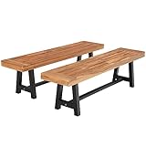 MFSTUDIO Gartenbank Wetterfest 3 Sitzer, 100% Akazienholz Parkbank, Oberfläche Vorbehandelt mit Öl, Outdoor Garten Terrasse Park Balkon Sitzbank, Farbe Teak (2)