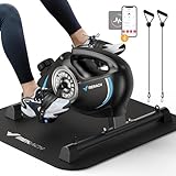 MERACH Pedaltrainer, Beintrainer für Zuhause, Mini Heimtrainer Senioren mit 2 Widerstandsbändern und Rutschfester Matte, Hometrainer Fitnessgerät für Zuhause Büro, Platzsparend