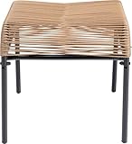 Kare Design Hocker Acapulco, Natur, Indoor und Outdoor Sitzhocker im Retro-Design, Fußhocker, Gartenstuhl für Balkon, Garten, Terrasse, Schwarzes Stahlgestell, 40x40x42 cm (H/B/T)