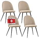 ALBATROS Esszimmerstühle mit Samt-Bezug 4er Set Capo, Beige - Stilvolles Vintage Design, Samt-Bezug, SGS geprüfter Polsterstuhl - Moderner Küchenstuhl, Stuhl Esszimmer oder Esstisch Stuhl