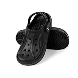 HEYO Clogs Herren Damen Leichte Gartenschuhe Pantoletten Unisex Gartenclogs Sandalen (Schwarz, EU Schuhgrößensystem, Erwachsene, Numerisch, M, 44)