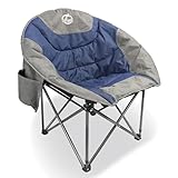 Northroad Klappbarer Camping Moon Stuhl Außenbereich Gepolsterte Untertasse Runde Stuhl mit Cup Holder Kühltasche unterstützt bis zu 300 lbs für Strand Wandern Angeln Picknick Rasen