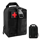 Erste Hilfe Pouch Tasche Leer, First Aid Bag Kleine, Erste Hilfe Gürteltasche, Rip-Away Taktische Pouch Militär, Multifunktional Survival Bag für Reisen Camping Sport Wandern(Schwarz)