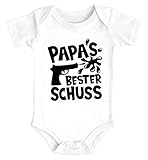 MoonWorks® Baby Body Papas Bester Schuss Papa-Sprüche lustig Vatertagsgeschenk Bio-Baumwolle Jungen & Mädchen weiß 3-6 Monate