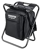 Stagecaptain CS-3640 BK Coolstool Kühltaschenhocker - Kühltasche mit Rucksack - Klapphocker für Camping - Campingstuhl mit 2 Außentaschen - Sitzhocker Ideal für Picknick oder Angeln - Schwarz
