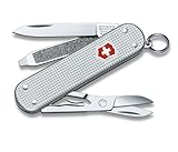 Victorinox Schweizer Taschenmesser, Klein, Classic SD Alox, Multitool, Swiss Army Knife, 5 Funktionen, Klinge, Nagelfeile, Silber