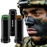 Tarnschminke 3 Farben Stifte Set (Schwarz Braun Grün), Camouflage Creme Gesicht & Körper, Hautfreundliche Tarnfarbe Schminke für Cosplay, Outdoor, Festival & Body Paint