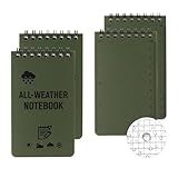 Wasserdichtes Notizbuch, 4er-Pack Notizblöcke Mit Spiralbindung, Wetterfester Notizblock, 7.6 X 12.7 cm, Notizbuch mit Zoll- und Zentimeterskala, Reiseerlebnisse Aufzeichnen Oder Felddaten Sammeln