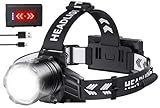 SWZA Stirnlampe LED Wiederaufladbar, Superhelle 120000 Lumen Kopflampe mit 9000mAh Akku, Stirnlampe mit 5 Lichtmodi & Rücklicht, Stirnlampe Joggen für Camping Outdoor Hundespaziergänge