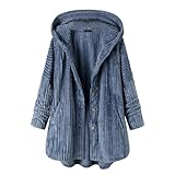 FUPODD Wintermantel Damen Lang Strickjacke Mit Kapuze Winterjacke Damen Warm Strickjacken Flauschig Strickmantel Mit Knöpfen Mantel Winter Fleece Grobstrickjacke Warme Jacke Plüsch Cardigan Dicke