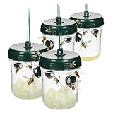com-four® 4X Wespen Lebendfalle - Natürliche Wespenfalle für draußen - Wespen vertreiben - Mittel gegen Wespen - Wespenabwehr zum Aufstellen und Aufhängen - 360 Grad Wirkung (04 Stück - grün 13cm)