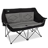 Northroad Folding Loveseat Camping Stuhl Portable Double Duo voll gepolstert Garten Stuhl für 2 Personen Sofa w/2 Cup Holder, Weinglas Halter für Picknick Strand Reisen (schwarz)