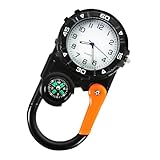 WUIOWPPIC Carabiner Watch Luminous Clip on Quartz Watch Compass Taschenuhr Mit Karabiner,Uhr mit kompass,Leuchtende Analog Quarzuhr Uhr Herren Damen Outdoor