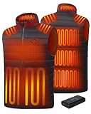 TODWARM Beheizbare Weste Herren mit Powerbank, 15 Zonen Heizweste Herren Leicht Atmungsaktiv Wärmeweste für Camping Jagen Motorrad Angeln Wintersport Beheizte Weste Schwarze L